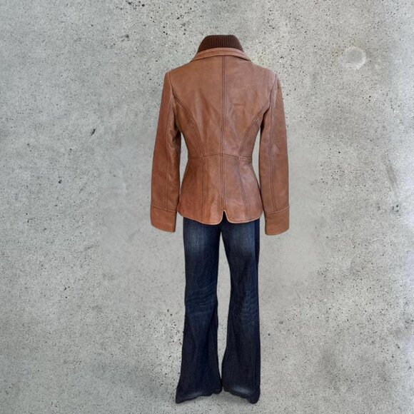 Vintage tan leather jacket - Picture 8 of 8